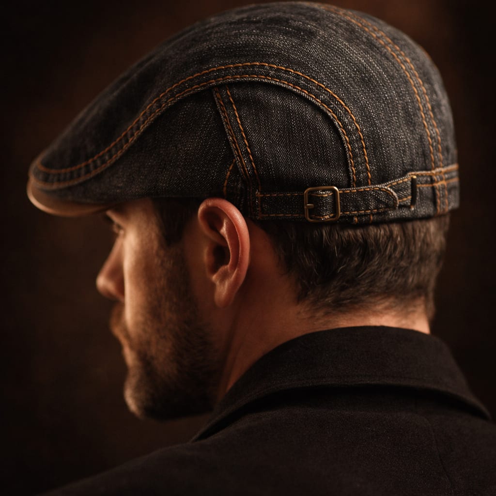 Boyd Denim Contrast Stitch Flat Cap_7