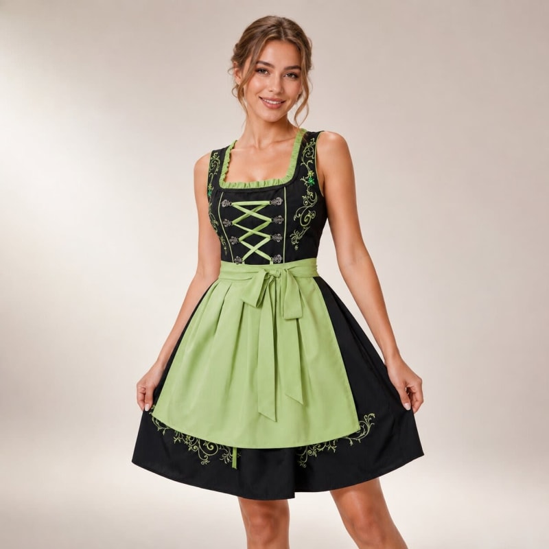Placida Embroidered Lace-Up Dirndl Dress_1