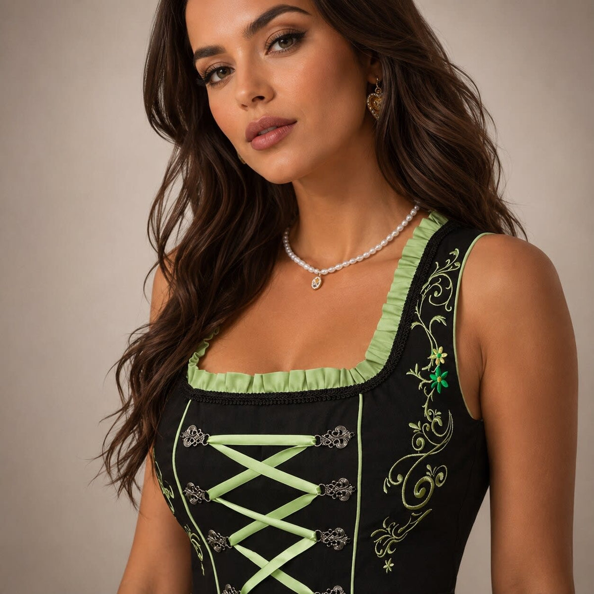 Placida Embroidered Lace-Up Dirndl Dress_6