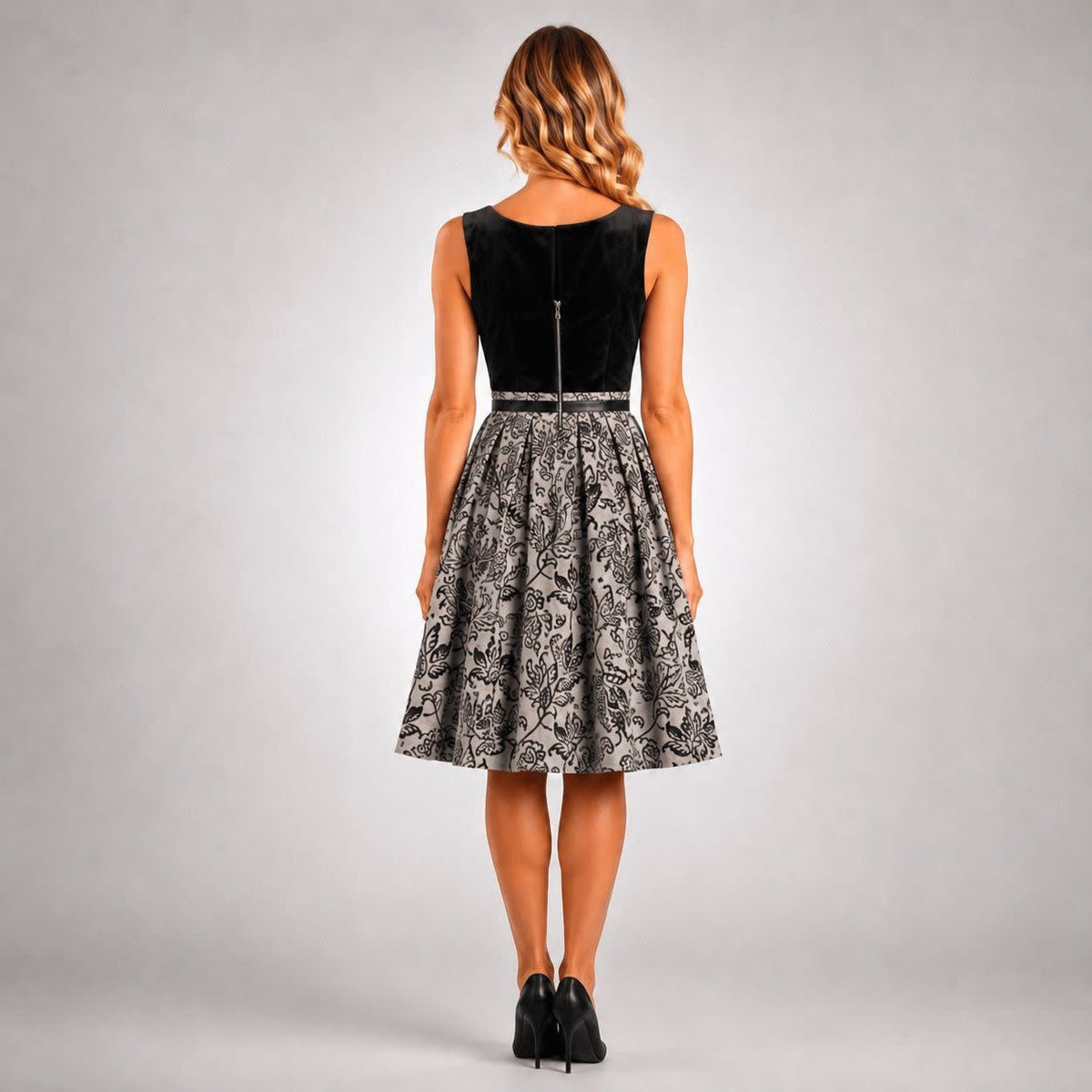 Jelena Velvet Lace Overlay Dirndl Dress_5