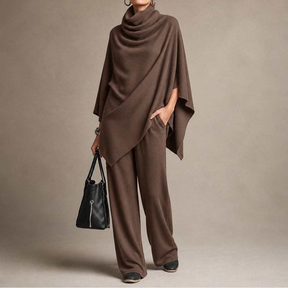 Aurora Cowl Neck Draped Top and Wide Leg Trousers Set_13