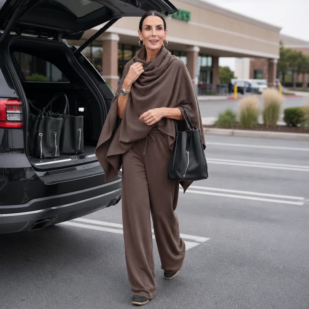 Aurora Cowl Neck Draped Top and Wide Leg Trousers Set_3