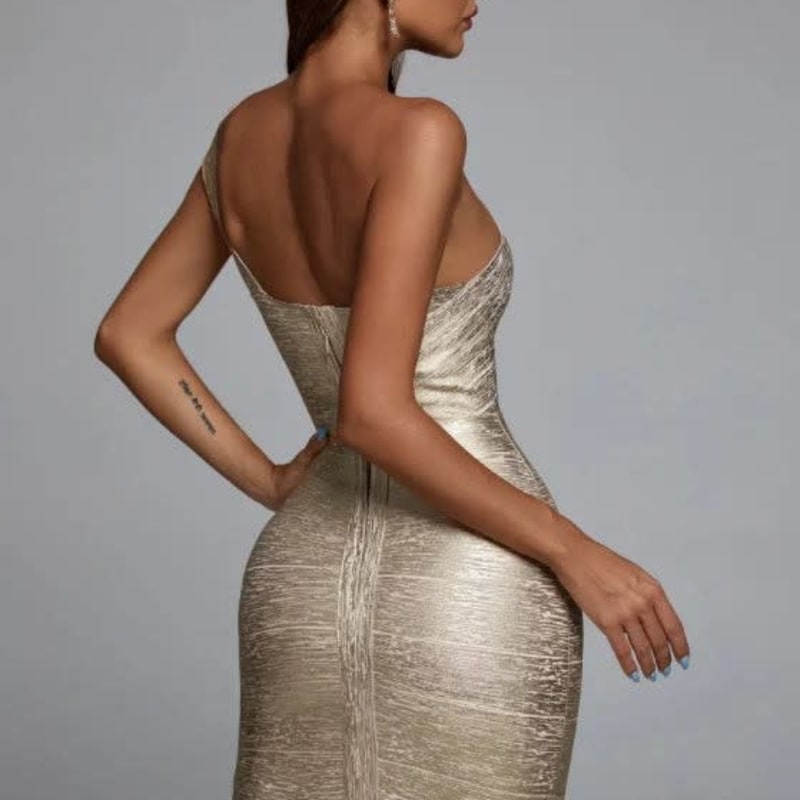 Juliette Bandage Party Mini Dress with Foil Print_1