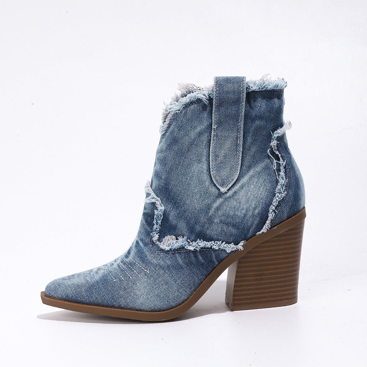 Cambria Denim Block Heel Cowboy Boots_5