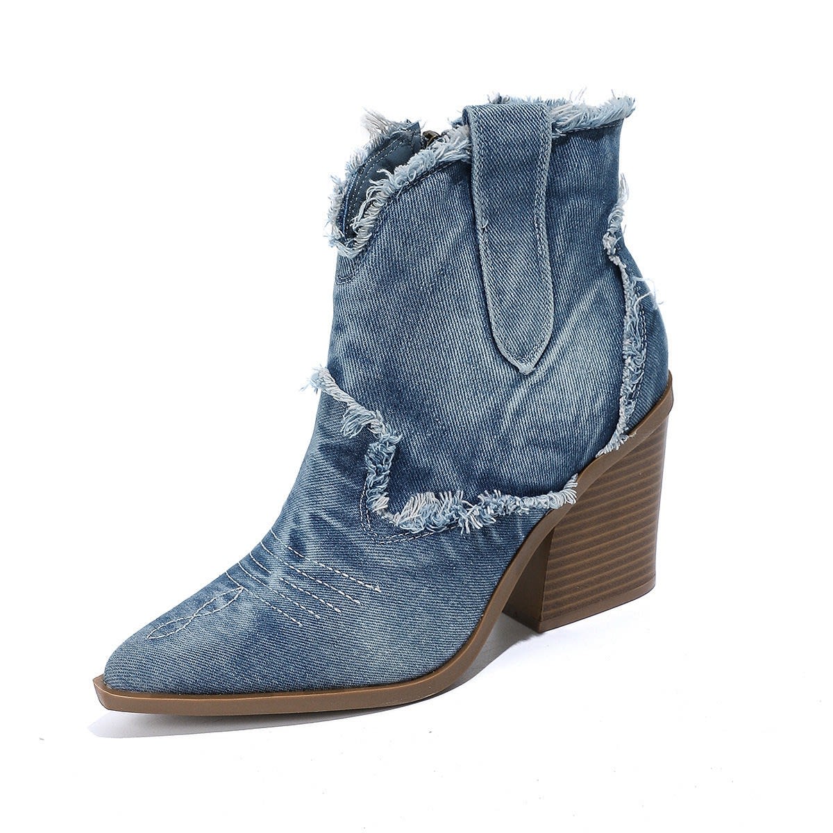 Cambria Denim Block Heel Cowboy Boots_9