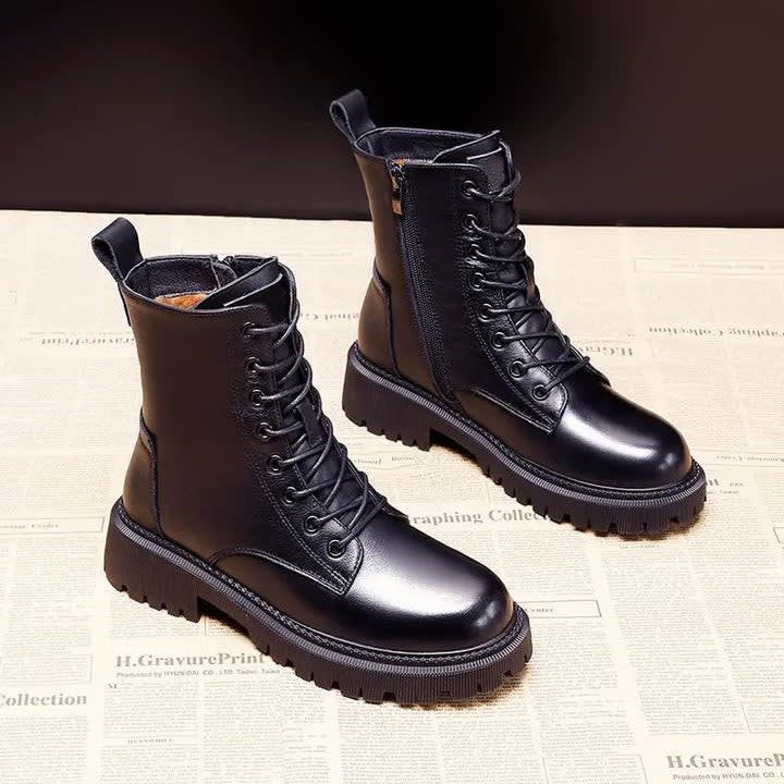 Evie Fur Lined Faux Leather Combat Boots_2