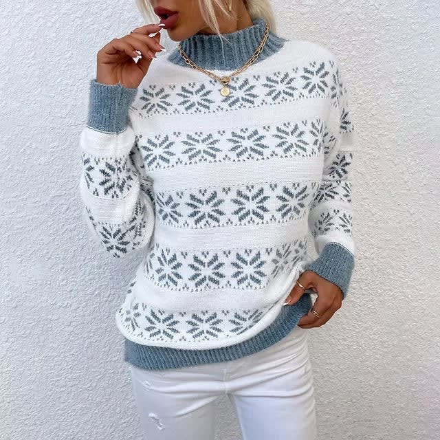 Clementine Snowflake Striped Christmas Sweater_3
