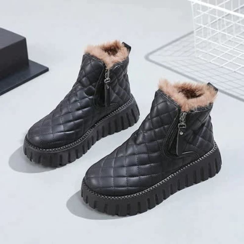 Ida Quilted Fur Lined Ankle Boots_1