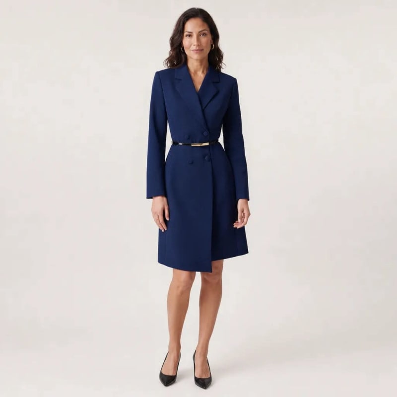 Annette Belted Long Sleeve Blazer Dress_1