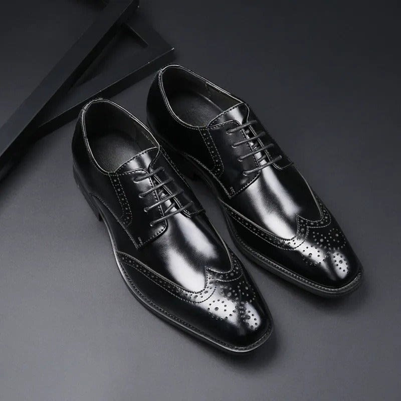Harold Burnished Leather Wingtip Brogue Shoes_2