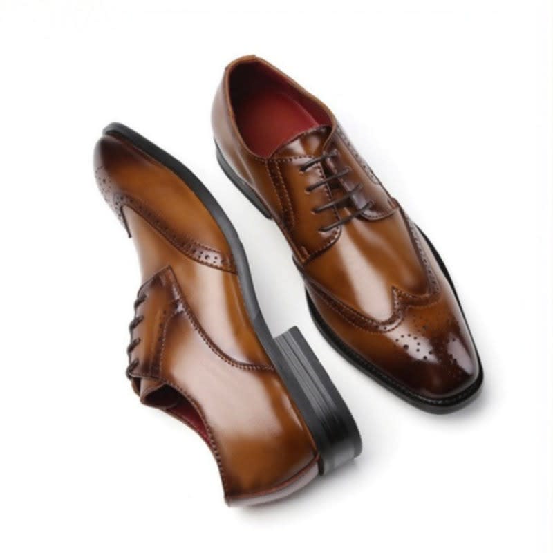 Harold Burnished Leather Wingtip Brogue Shoes_5