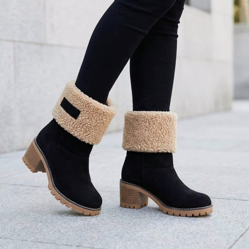 Sabina Suede Sherpa Cuff Ankle Boots_1