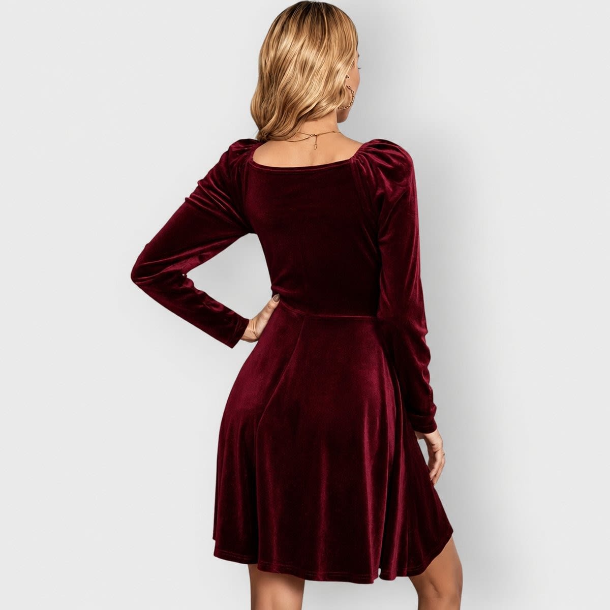Lisette Velvet Long Sleeve Skater Dress_6