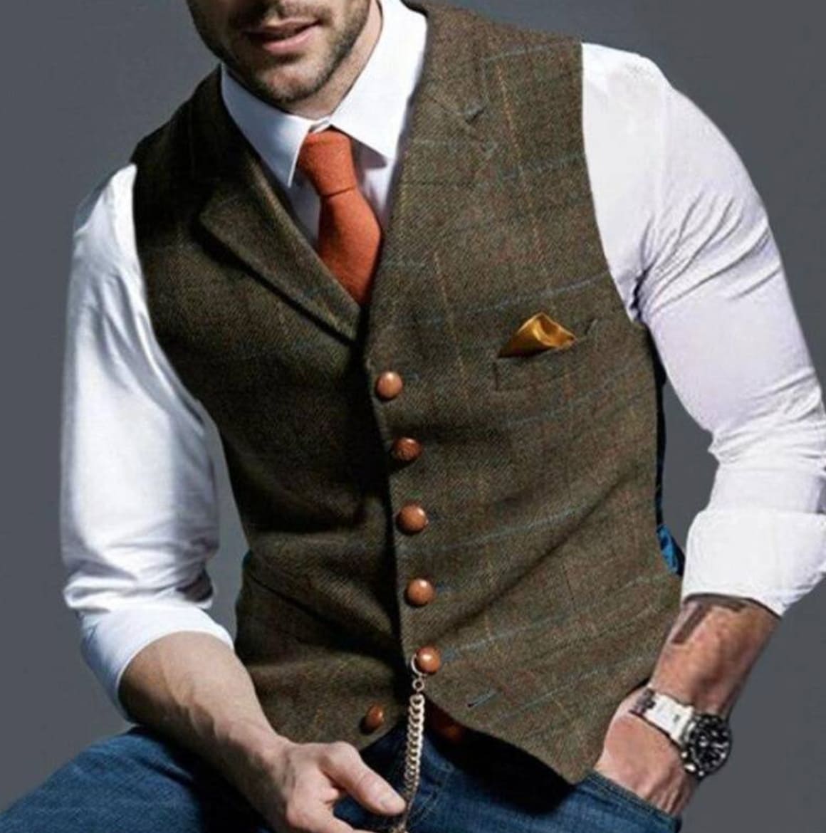 Samuel Windowpane Check Suit Vest_8