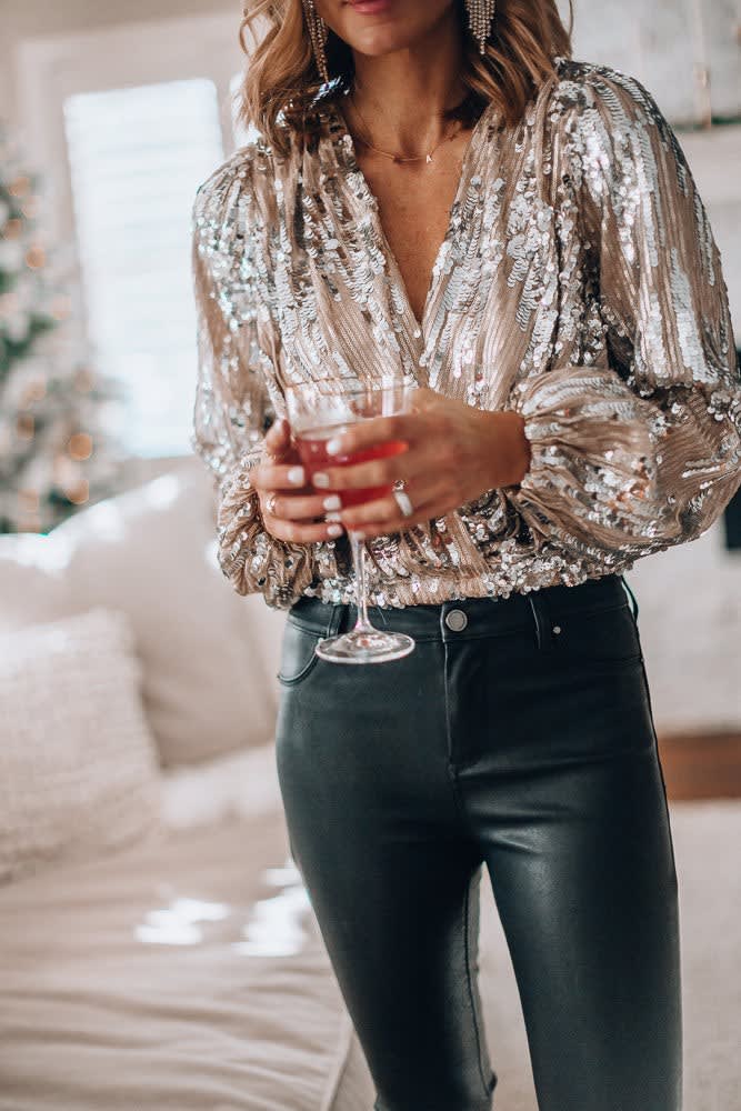 Felicita Sequin V Neck Blouse_3