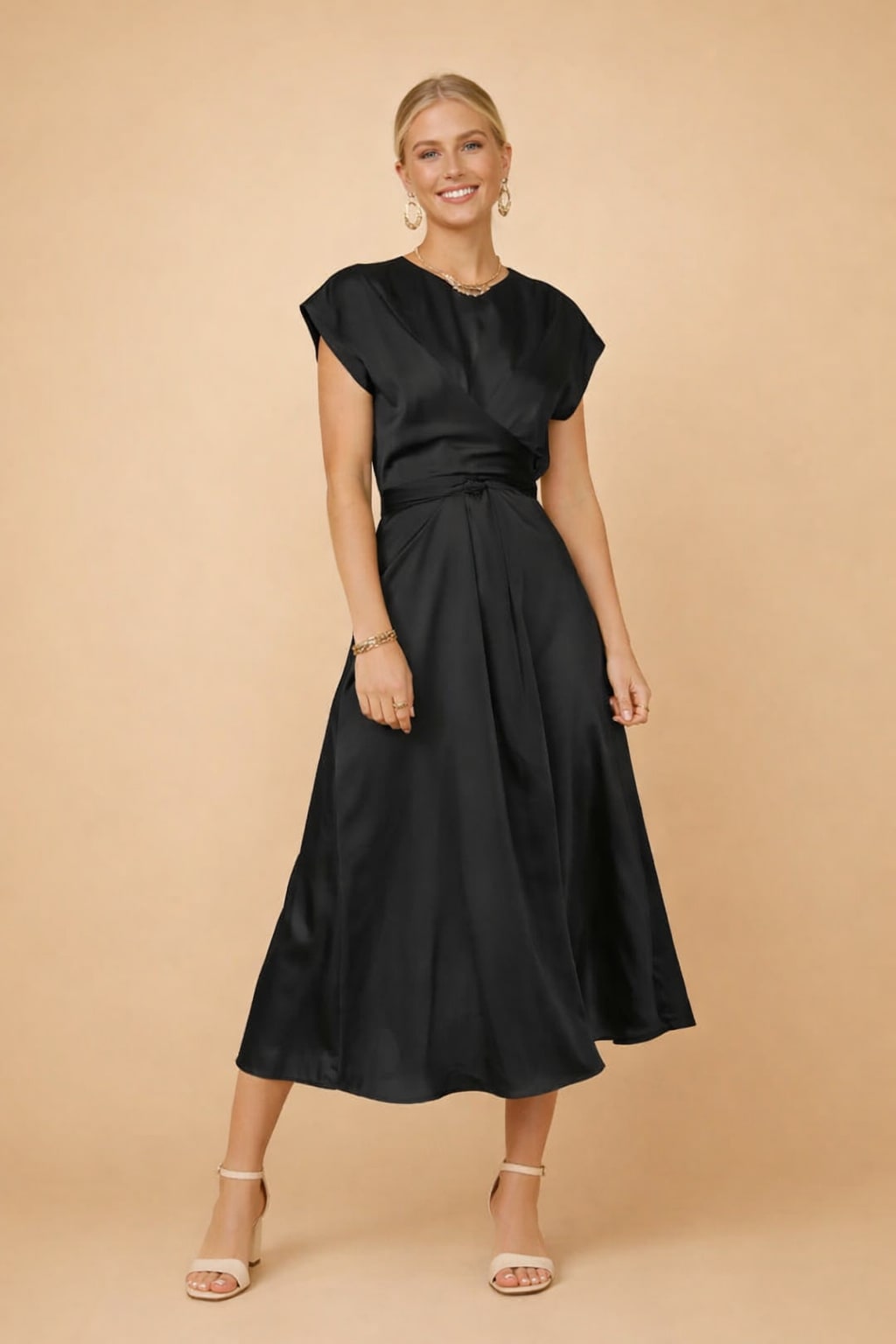 Katriona Satin Twist Front Wedding Guest Midi Dress_3