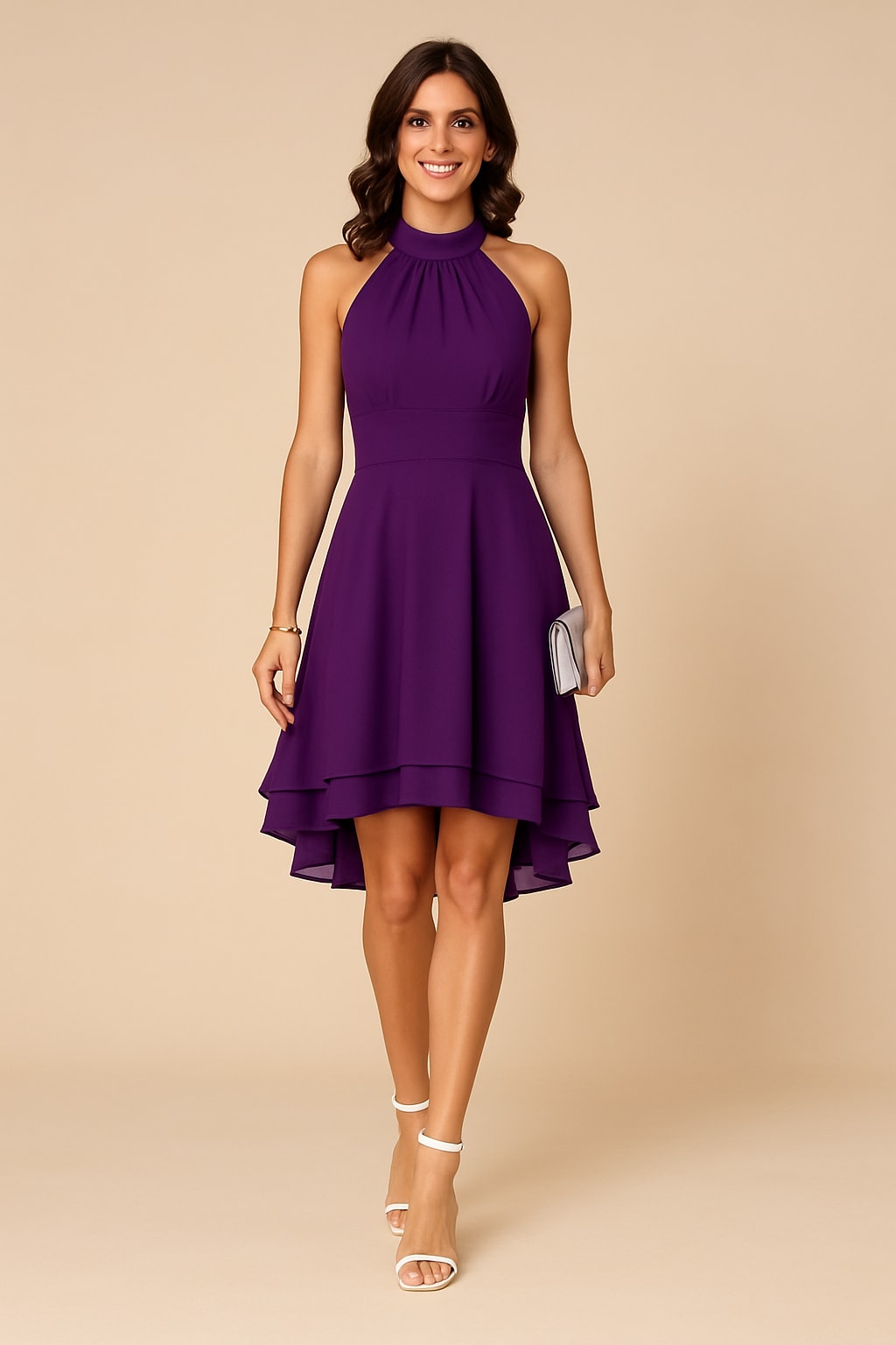 Elodie Halter Tiered A-Line Wedding Guest Dress_4