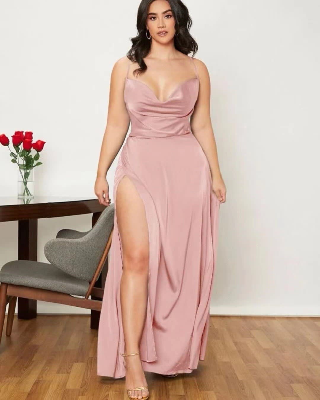 Hermione Satin High Slit Evening Maxi Dress_10