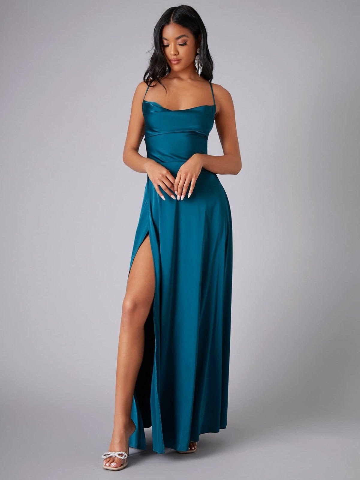 Hermione Satin High Slit Evening Maxi Dress_2