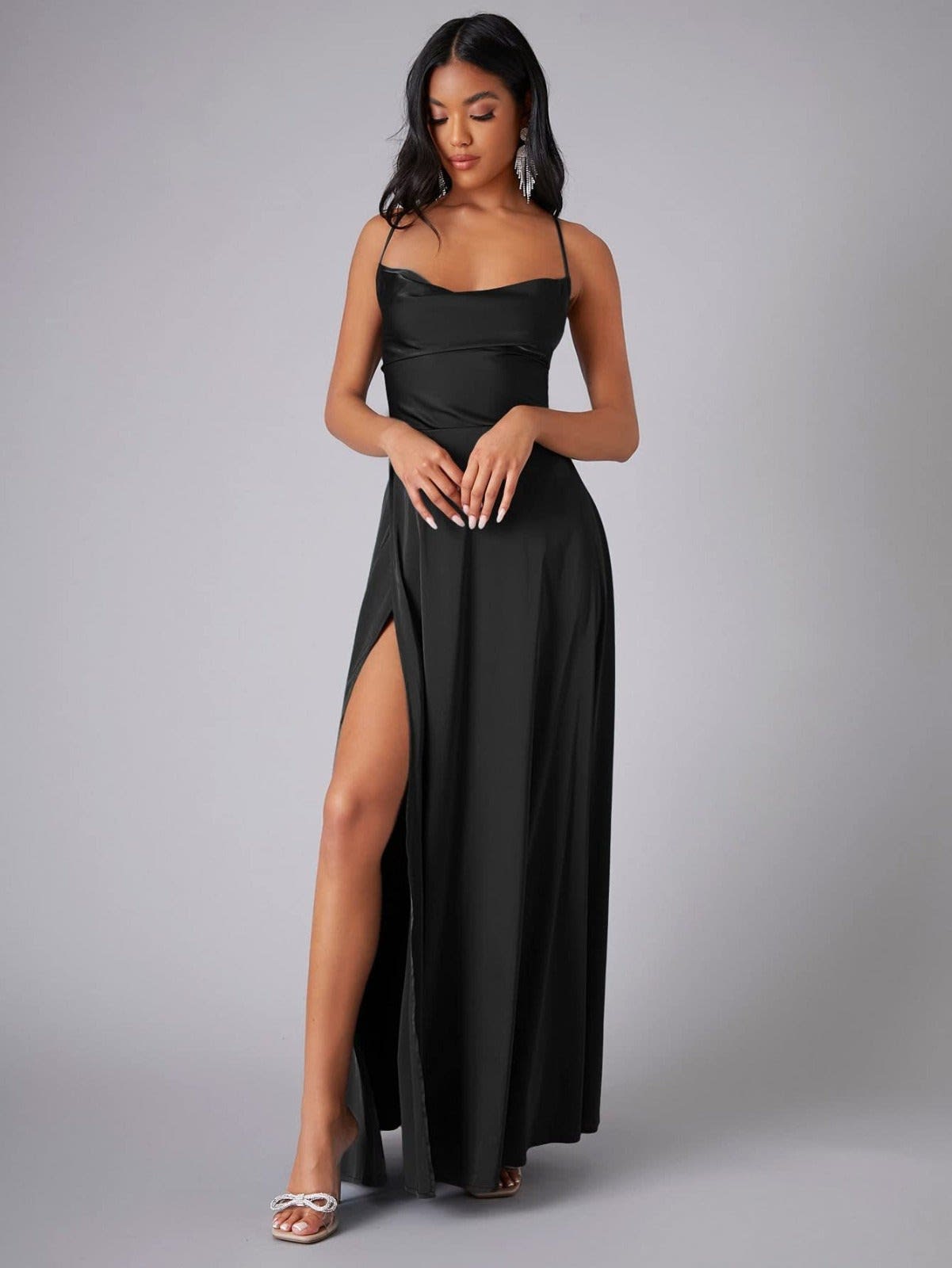 Hermione Satin High Slit Evening Maxi Dress_8