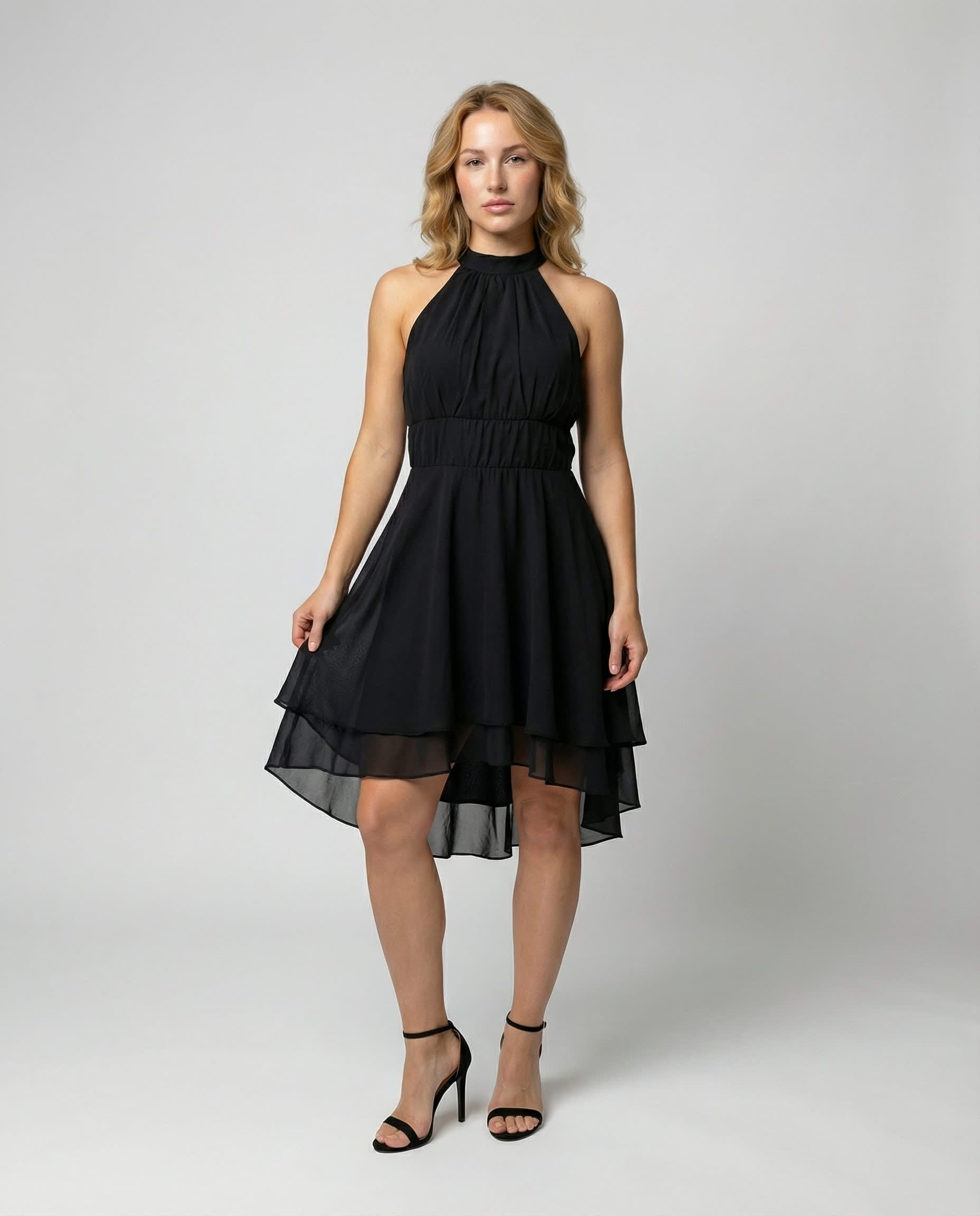 Cassia Halter Ruffle Hem Chiffon Evening Dress_2