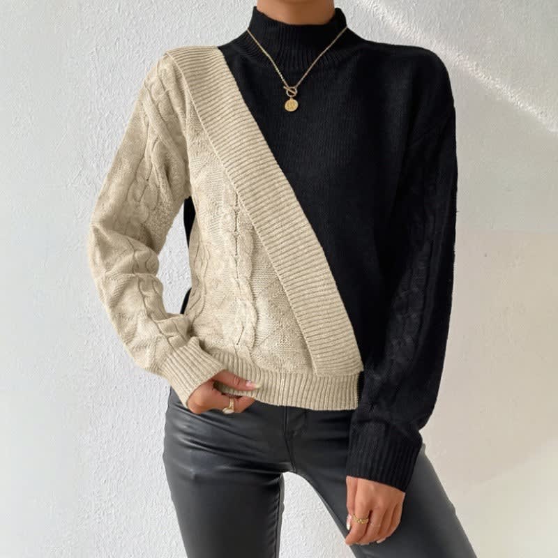 Yseult Two Tone Cable Knit Sweater_1