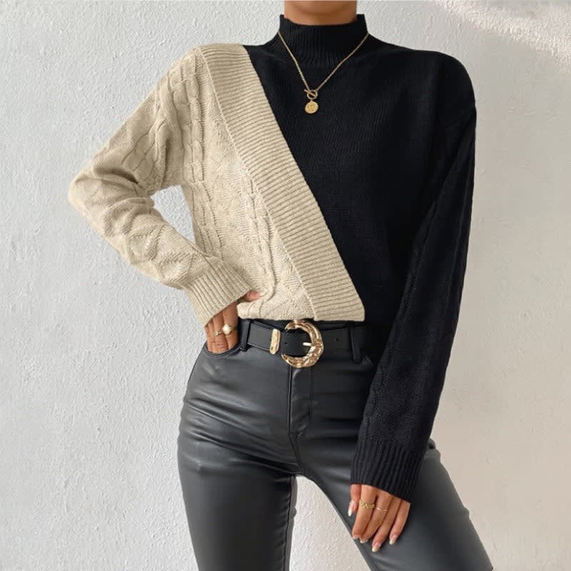 Yseult Two Tone Cable Knit Sweater_3