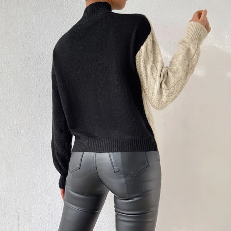 Yseult Two Tone Cable Knit Sweater_5