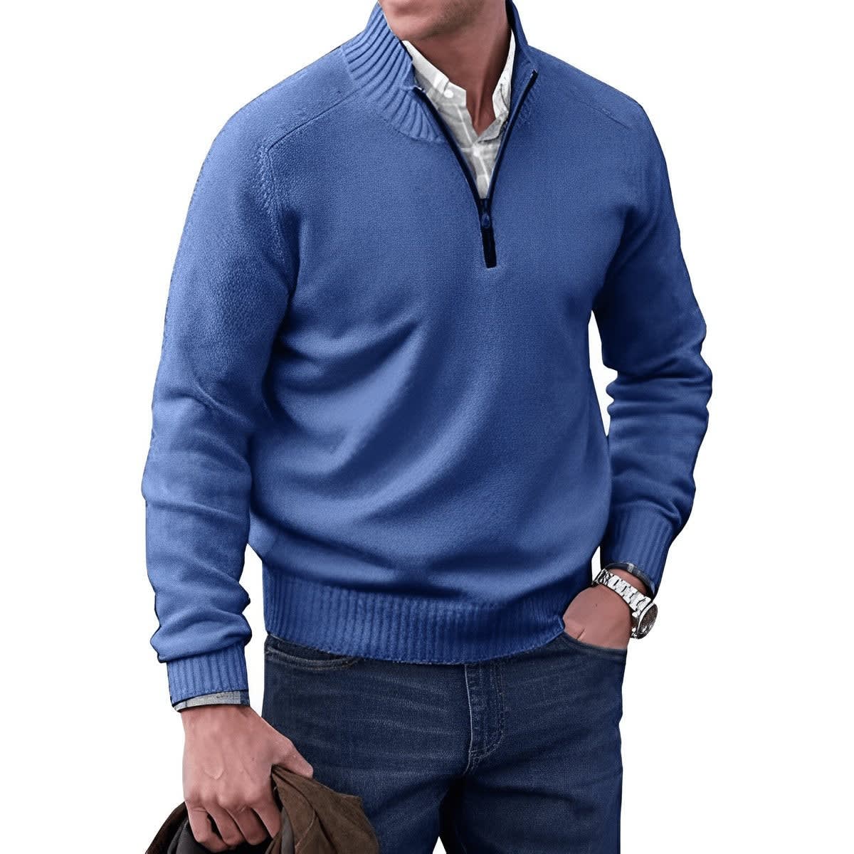Damian Regular Fit Quarter Zip Sweater_10