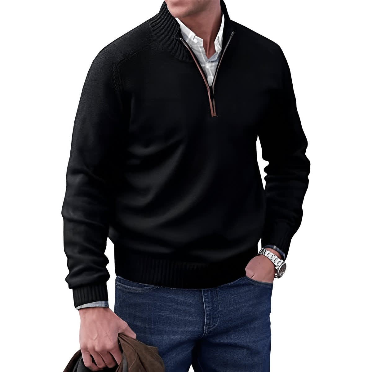 Damian Regular Fit Quarter Zip Sweater_3