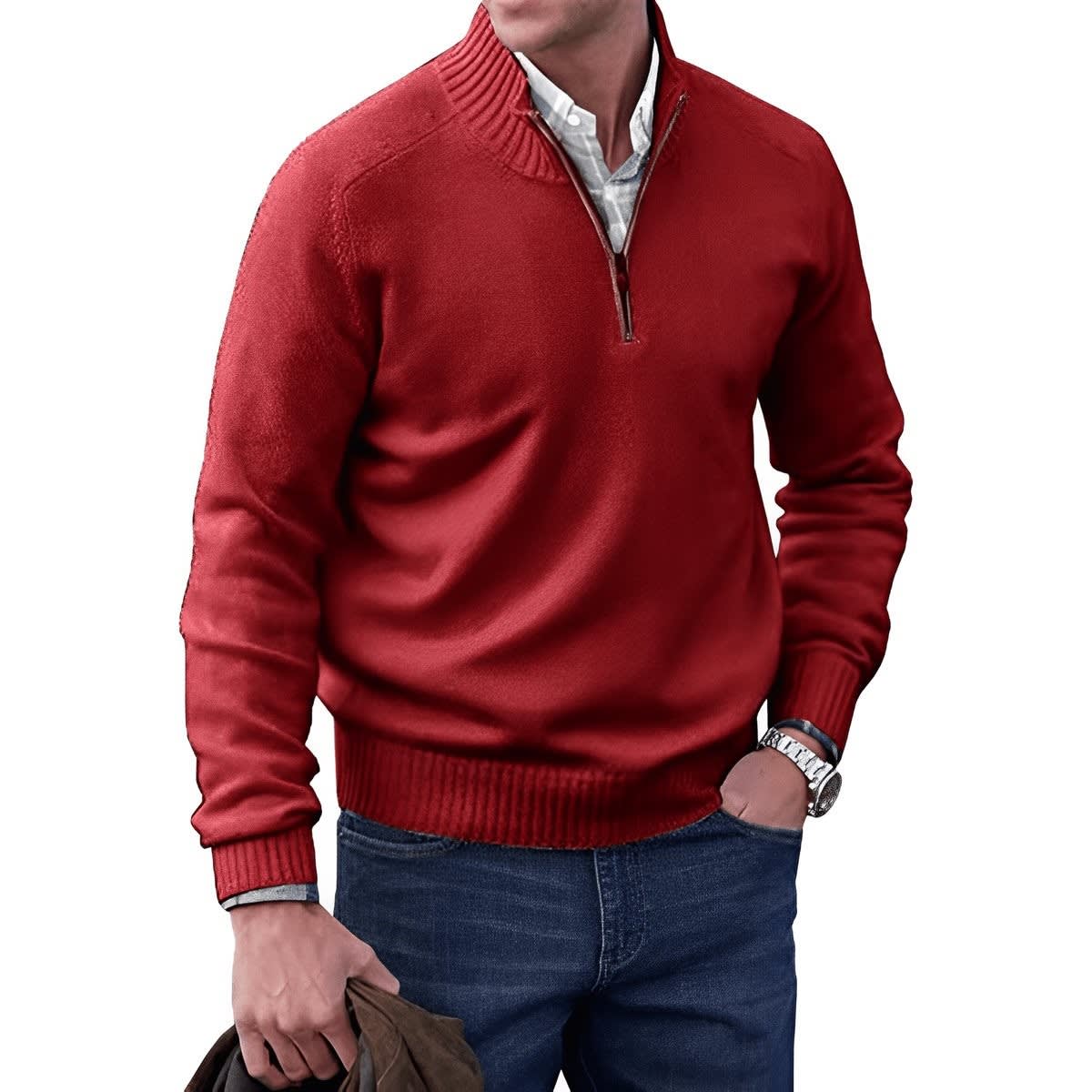 Damian Regular Fit Quarter Zip Sweater_9
