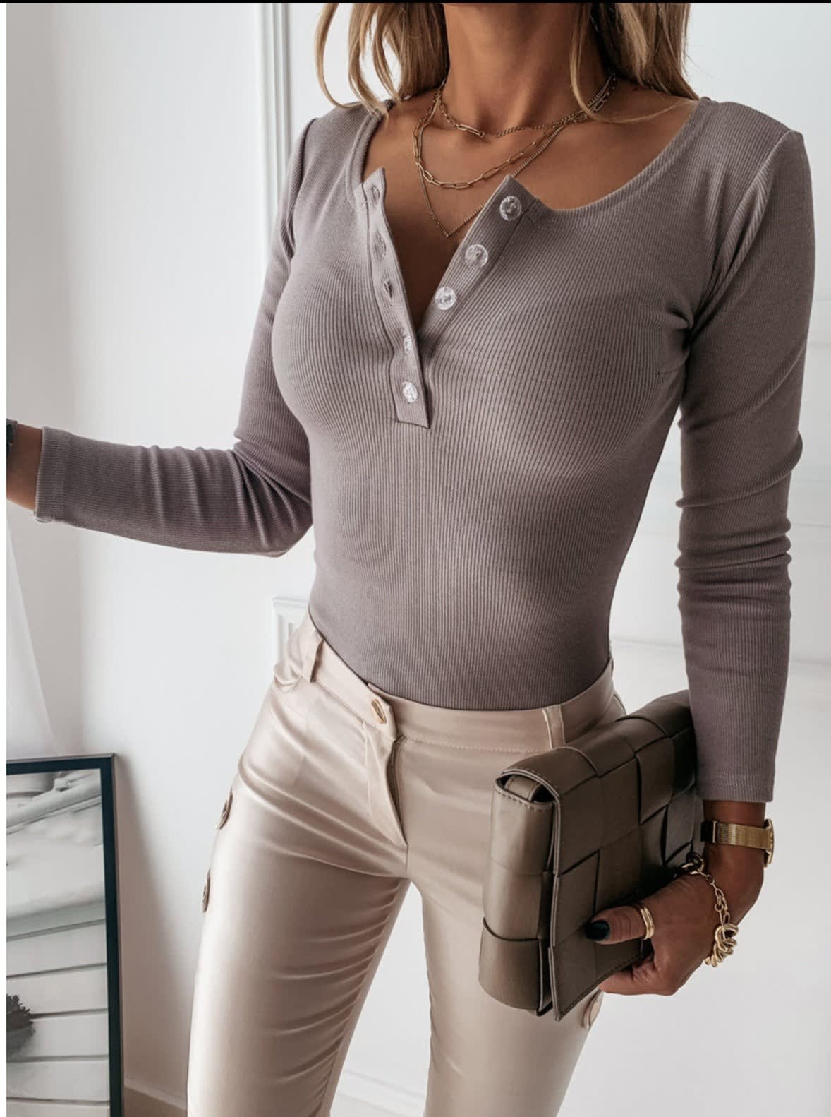 Rosalinda Ribbed Button Long Sleeve Top_6