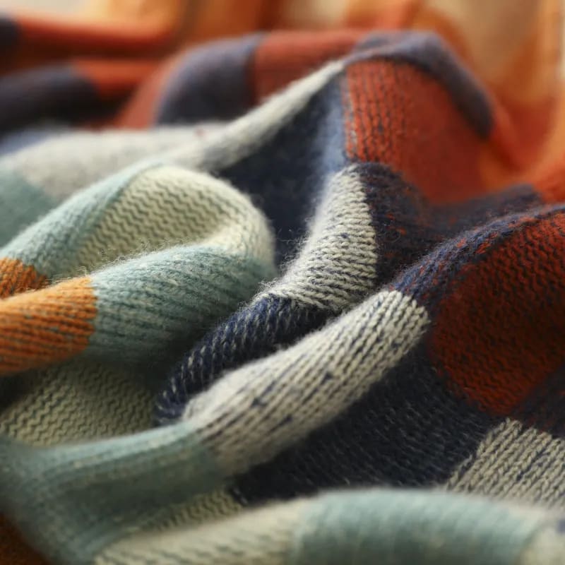 Cherie Multicolor Check Knit Mock Neck Sweater_4