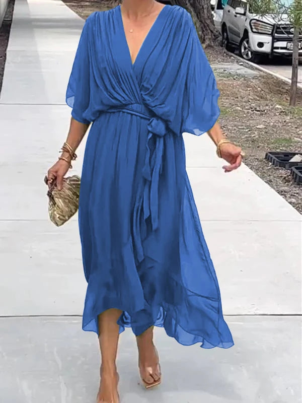Emma Chiffon V-Neck Evening Dress