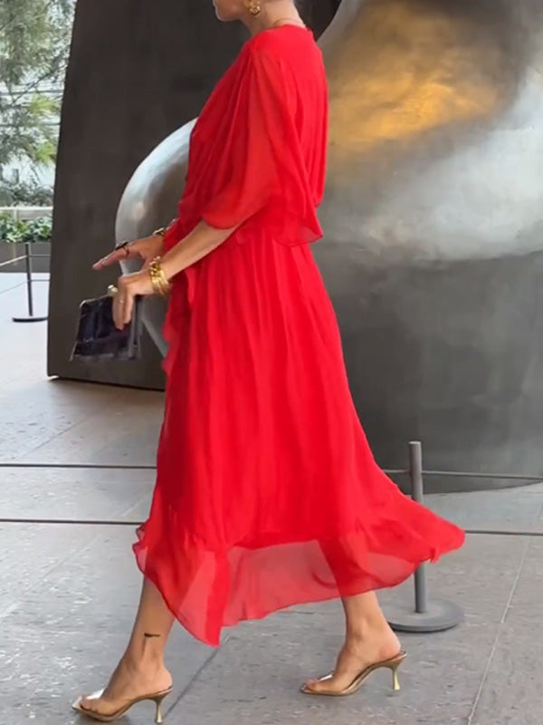 Emma Chiffon V-Neck Evening Dress