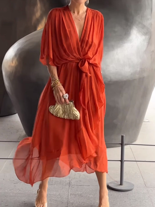 Emma Chiffon V-Neck Evening Dress