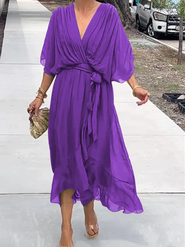 Emma Chiffon V-Neck Evening Dress