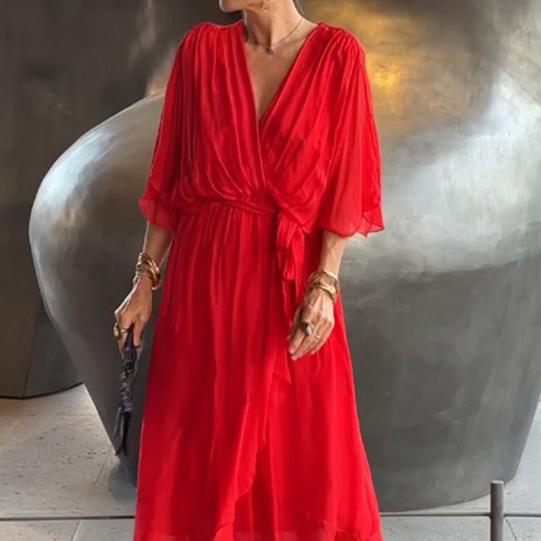 Emma Chiffon V-Neck Evening Dress