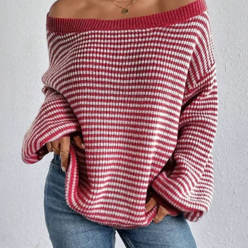 Bathilde Striped Off Shoulder Sweater_1