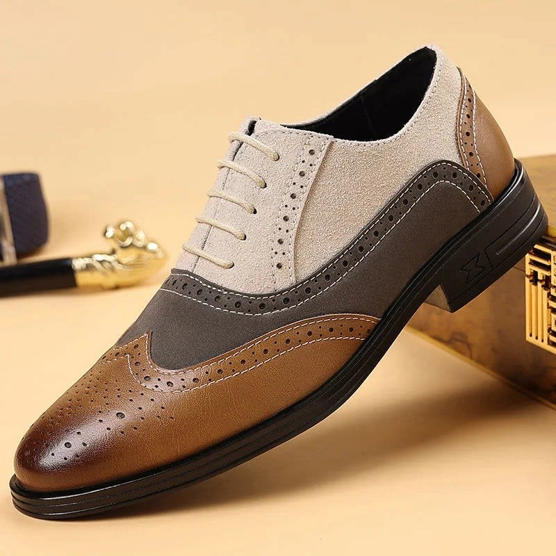 George Leather Wingtip Brogue Dress Shoes_1