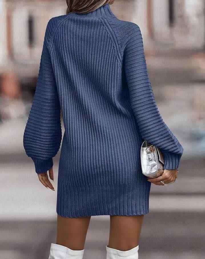 Lila Ribbed Knit Lantern Sleeve Sweater Dress_11