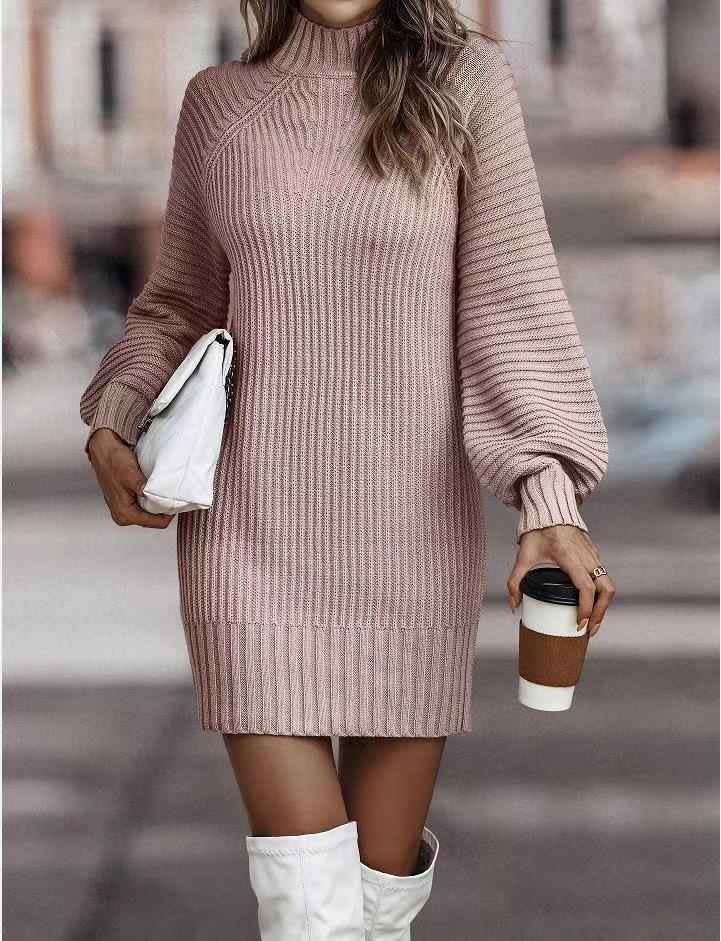 Lila Ribbed Knit Lantern Sleeve Sweater Dress_18