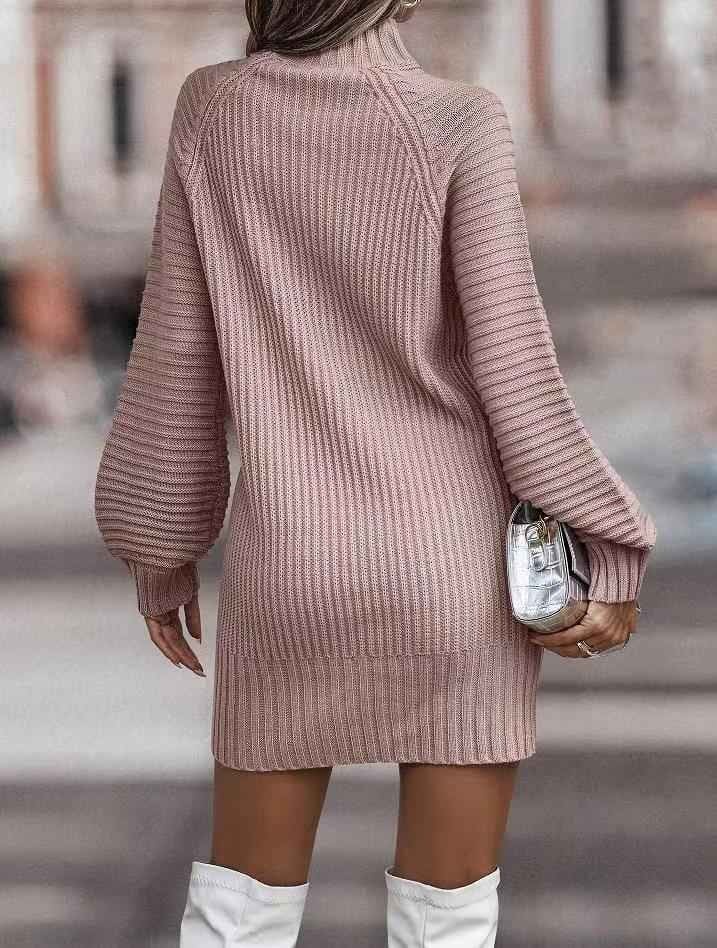 Lila Ribbed Knit Lantern Sleeve Sweater Dress_19