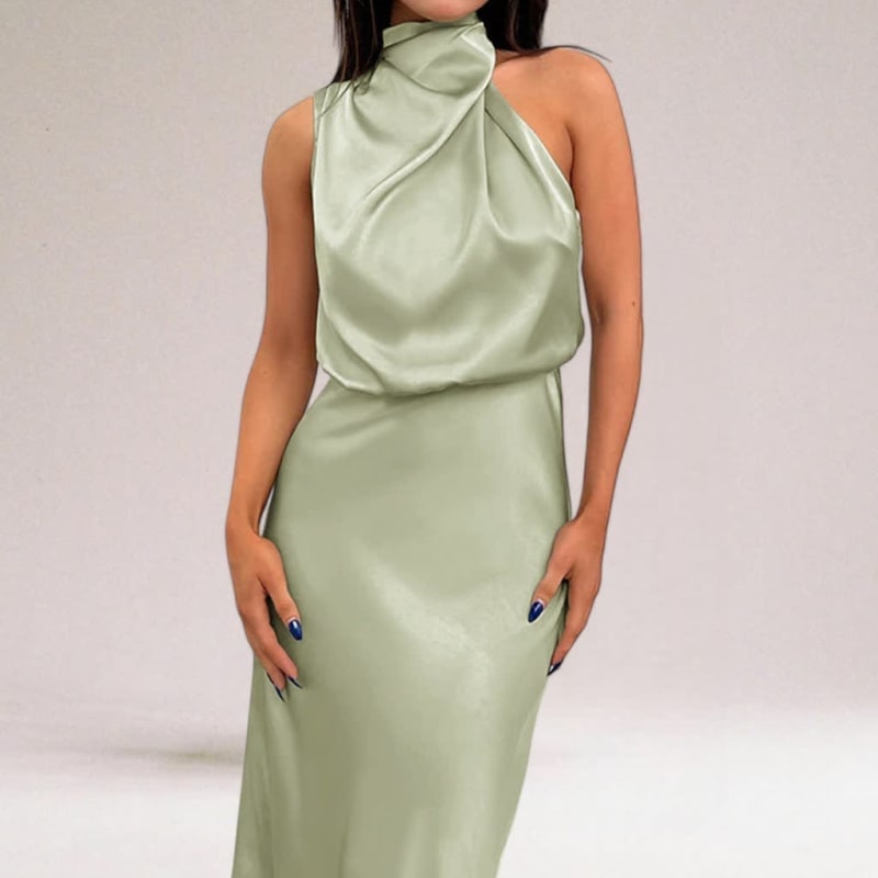 Naomi Satin Draped Hoco Dress With Halter Neckline_1