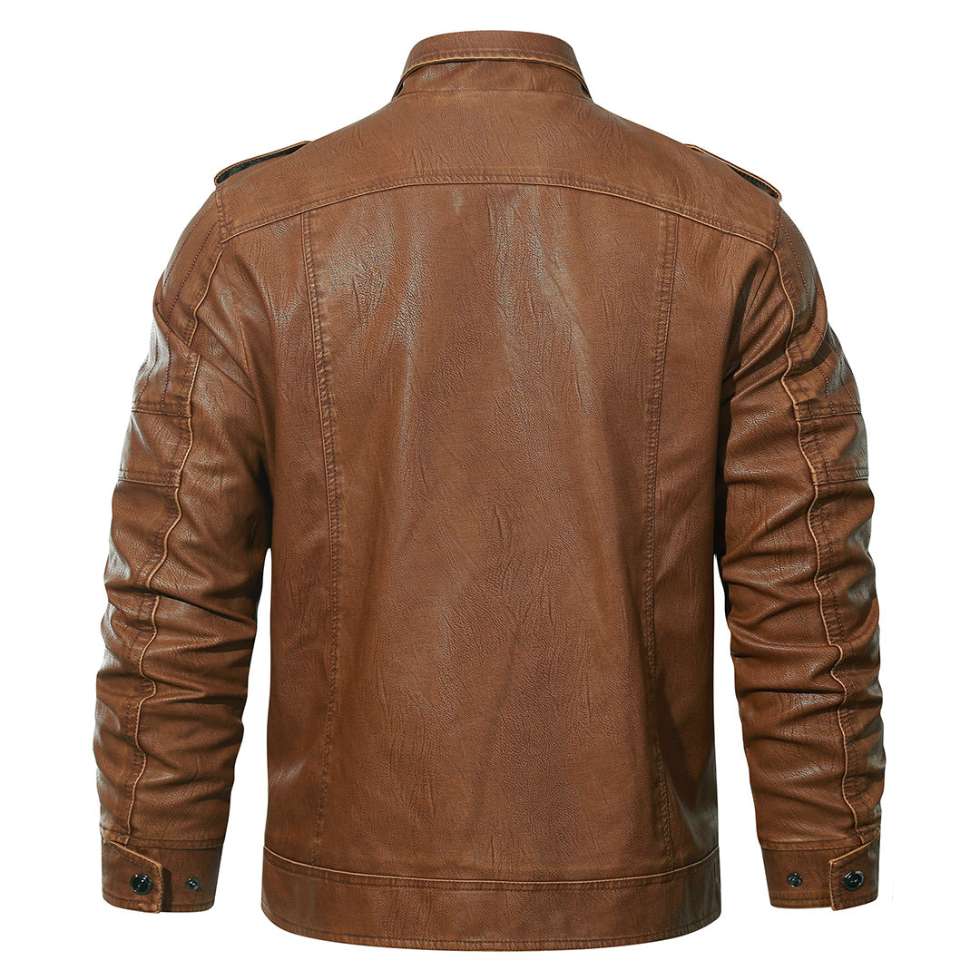 Men's Fleece Lined Biker Leather Jacket