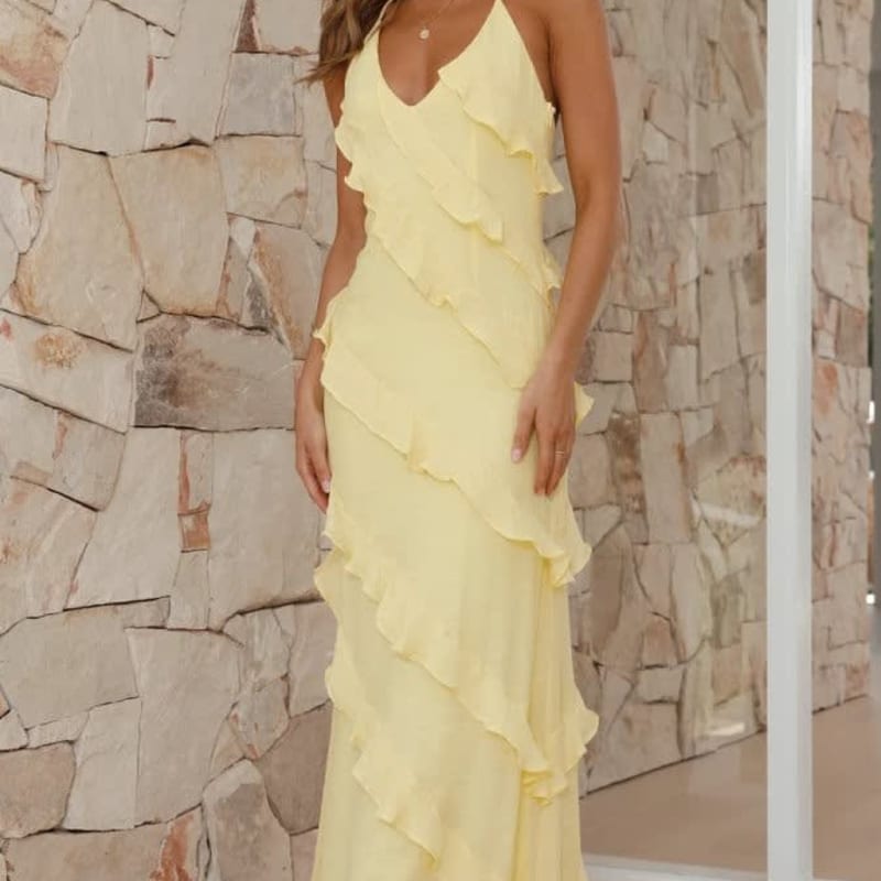 Kira Halter Tiered Ruffle Summer Maxi Dress_1