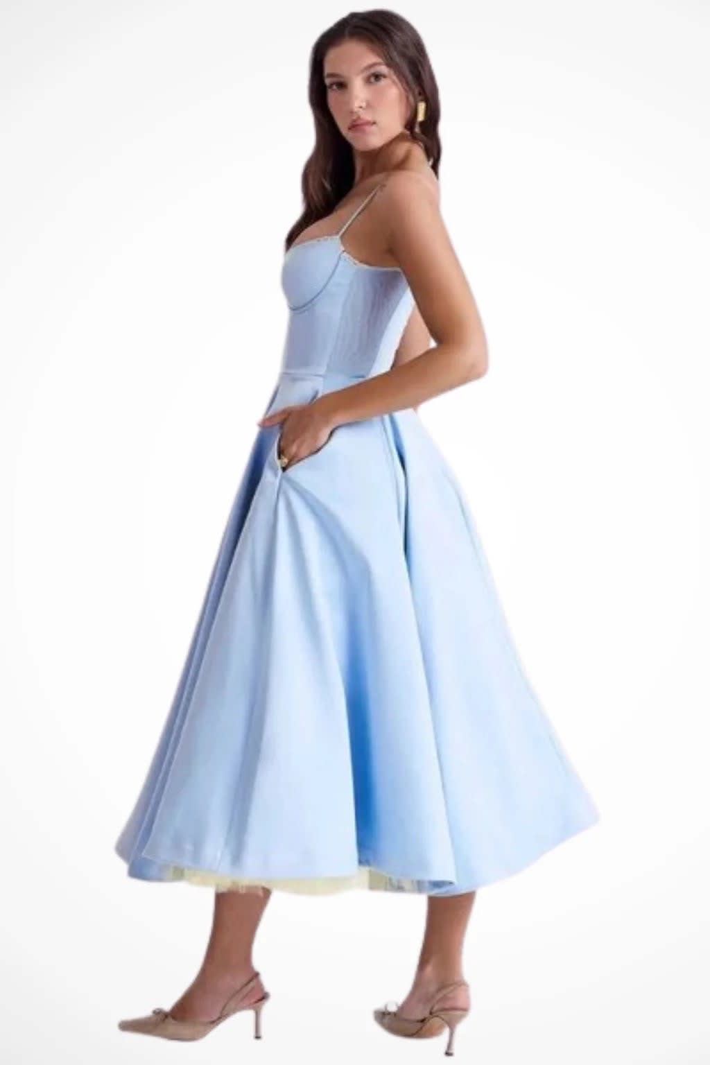 Melina Corset Wedding Guest Midi Dress_9
