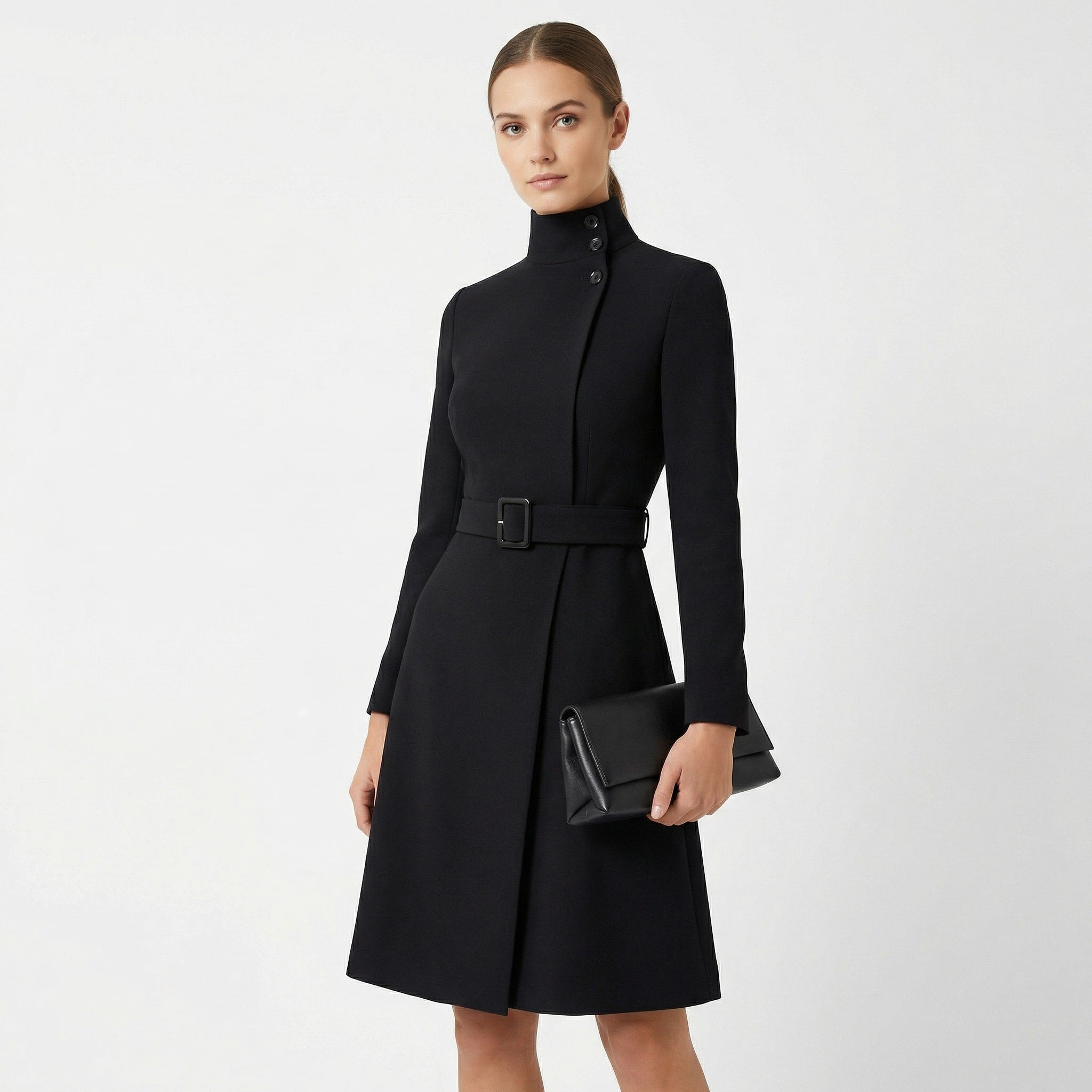 Purisima Belted High Neck Midi Dress_2
