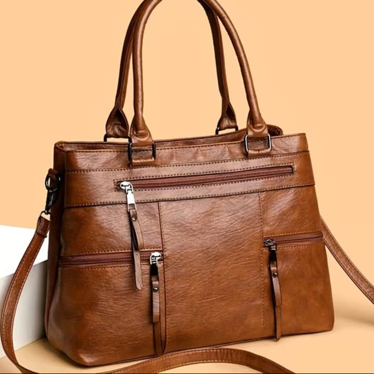 Una Multi Pocket Vegan Leather Tote Bag