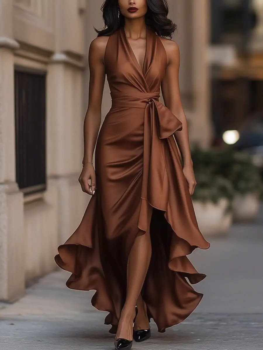 Ashley Satin Halter High Low Cocktail Dress_9
